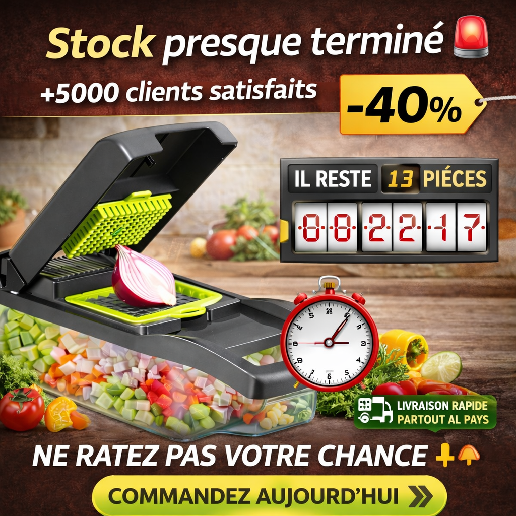 Hachoir Multifonction Pro | Coupe-Légumes 14-en-1 en Acier Inoxydable