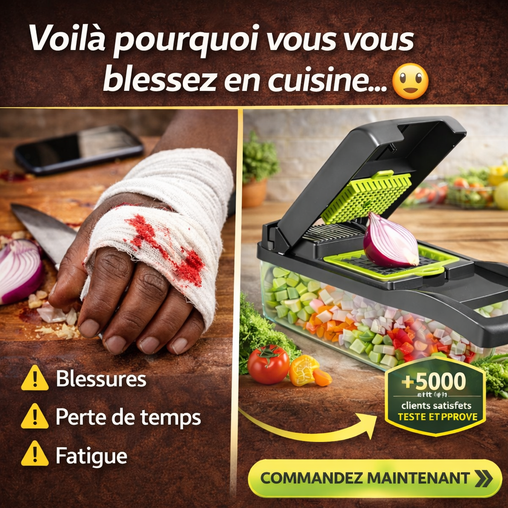 Hachoir Multifonction Pro | Coupe-Légumes 14-en-1 en Acier Inoxydable