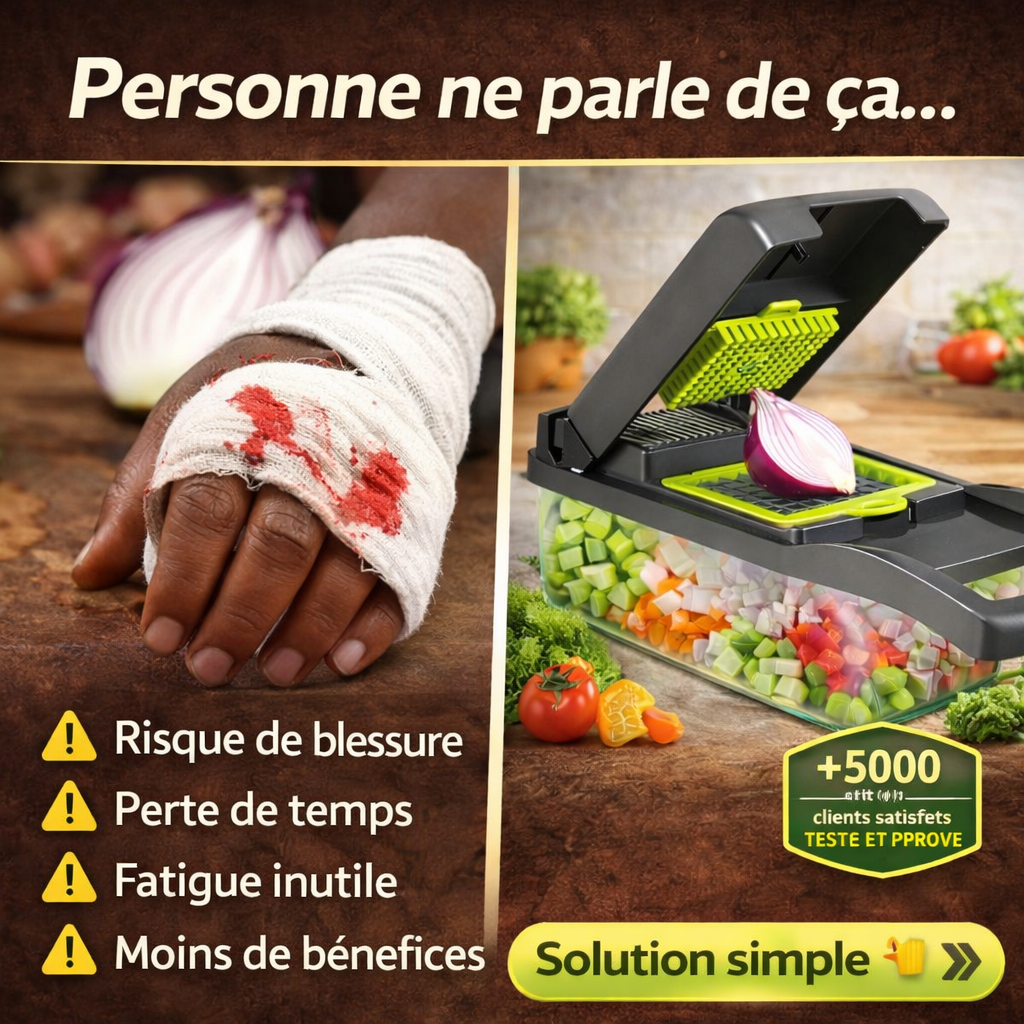 Hachoir Multifonction Pro | Coupe-Légumes 14-en-1 en Acier Inoxydable