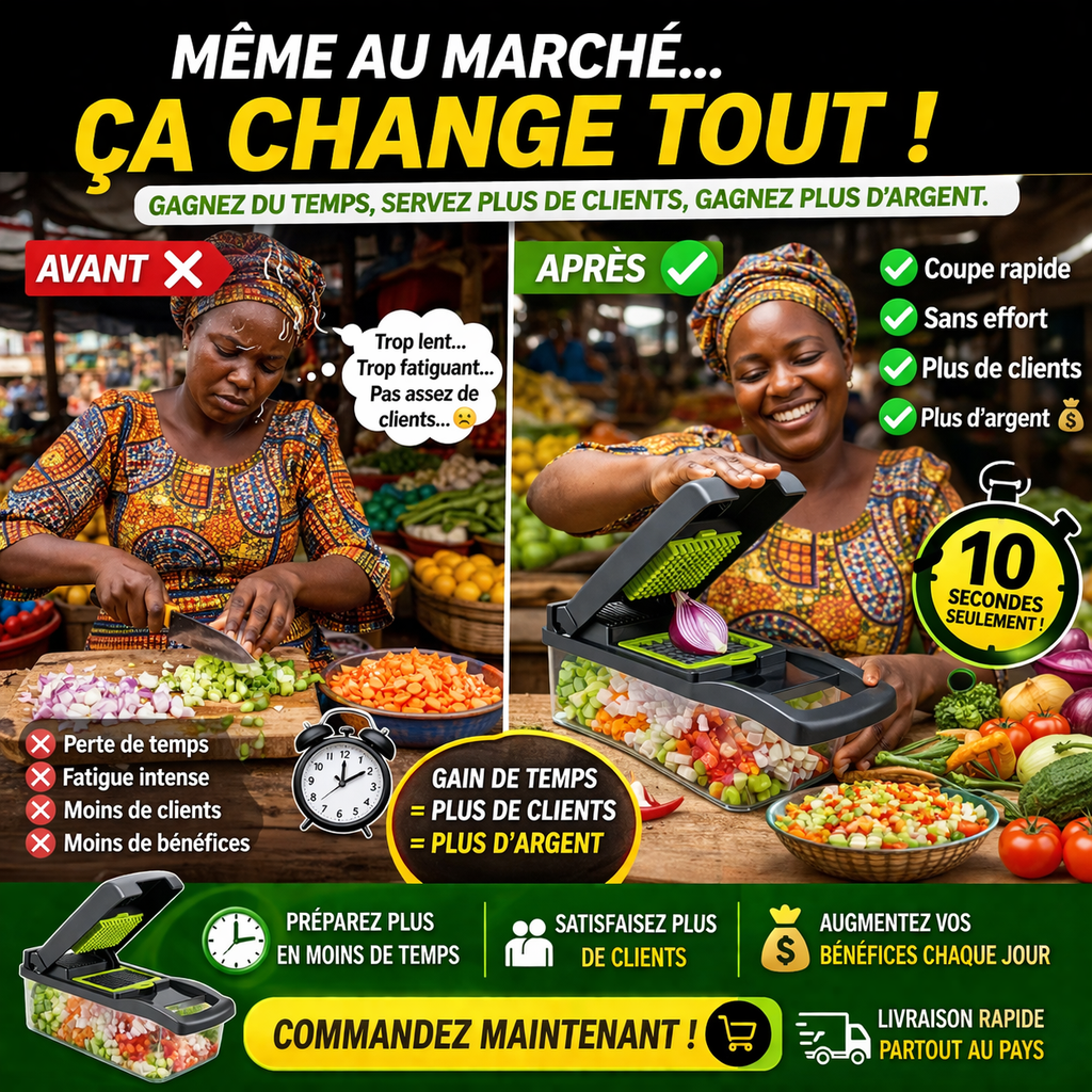 Hachoir Multifonction Pro | Coupe-Légumes 14-en-1 en Acier Inoxydable