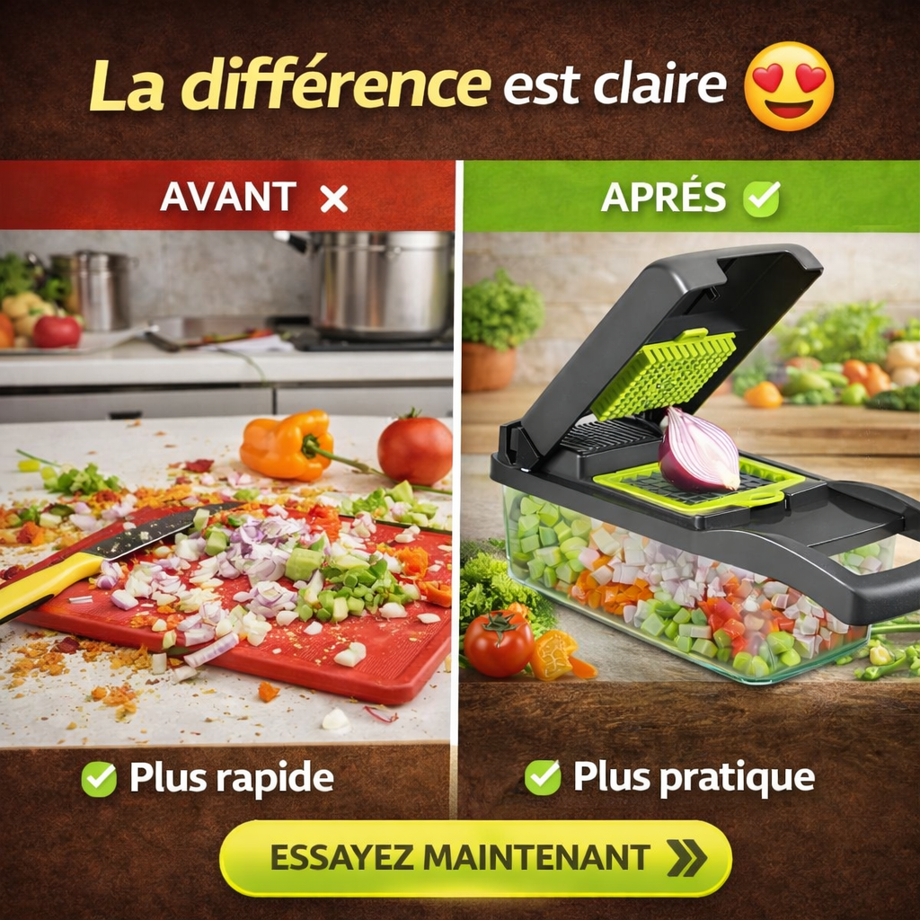 Hachoir Multifonction Pro | Coupe-Légumes 14-en-1 en Acier Inoxydable